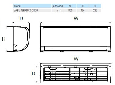 zestaw klimatyzator ścienny 3,5kW MDV Aroma ZAF-12N8-C1 jednostka wewnętrzna