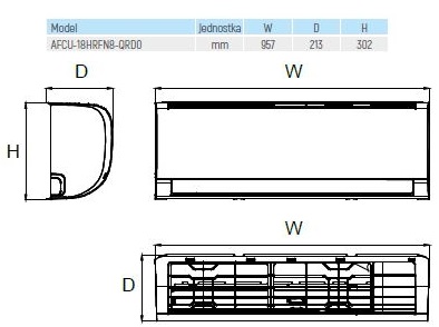 zestaw klimatyzator ścienny 5,3kW MDV Aroma ZAF-18N8-C1 jednostka wewnętrzna