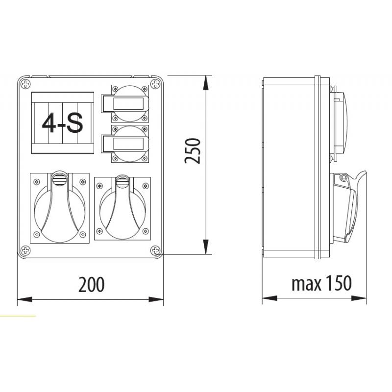 Rozdzielnica R-BOX240 4S 1x32A/5p 1x16A/5p 2x250V puste okno b/R B.1701 PAWBOL