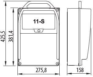 Rozdzielnia budowlana z wyłącznikiem L-0-P (lewo prawo) R-BOX 382R-11 1x32A/5p/400V 1x16A/5p/400V 3x16A/3p/250V IP44 B.18.382-8W PAWBOL
