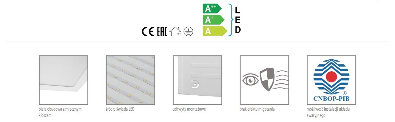 Oprawa oświetleniowa panel LED 60x60 40W 4000K 4000lm BACKLIGHT BLK C72-BLK-066-400-4K-WH BEMKO