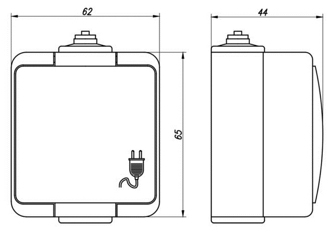 SMART Wyłącznik 1 pojedynczy 1-biegunowy natynkowy bryzgoszczelny IP44 biały WNT-1S ABEX